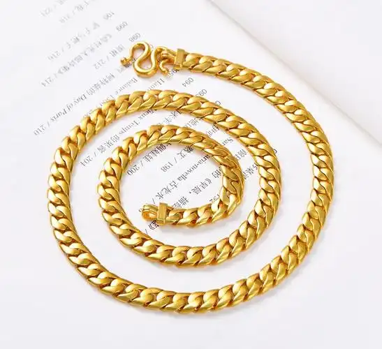 喜金珠宝 黄金项链男女款链古法足金999实心古巴链结实大气老板金项链