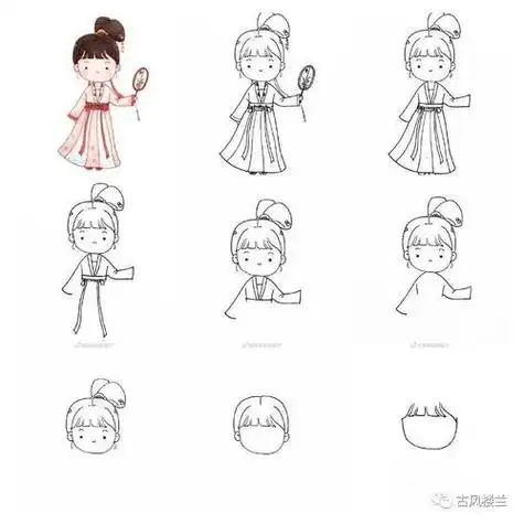 超可爱的汉服简笔画合集马住练习古风