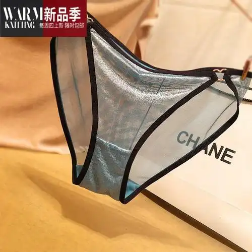 shanchao日系性感蕾丝内裤女少女透明透气薄款闪烁三角裤诱惑女士内裤