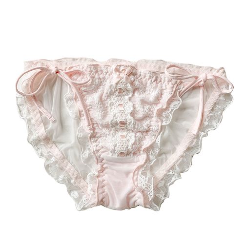 都市丽人法式粉色少女甜美女士系带性感内裤夏季女三角裤