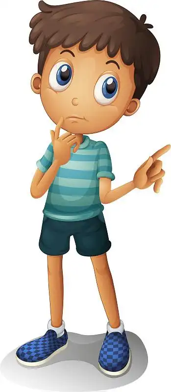 一个小男孩在想