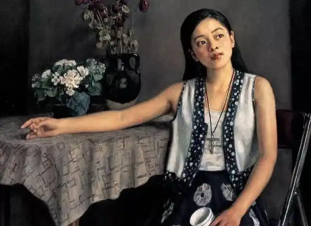 布面油画 60×50cm 1991年这两位画家都老婆的人体画的漂亮,精致画出