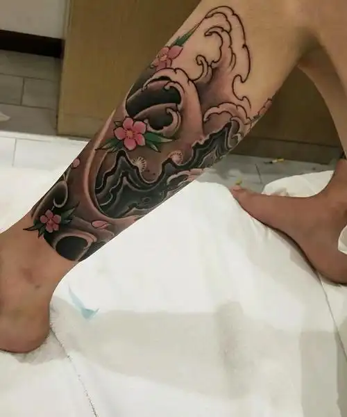 花腿浪花_纹身图案手稿图片_tattoo殷的纹身作品集