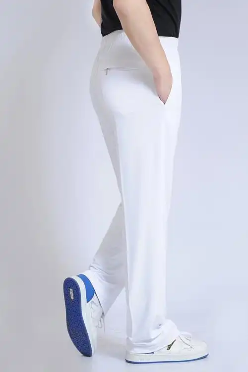 2016春季高弹南韩丝经典直筒清凉舒适白色运动裤中老年休闲裤批发