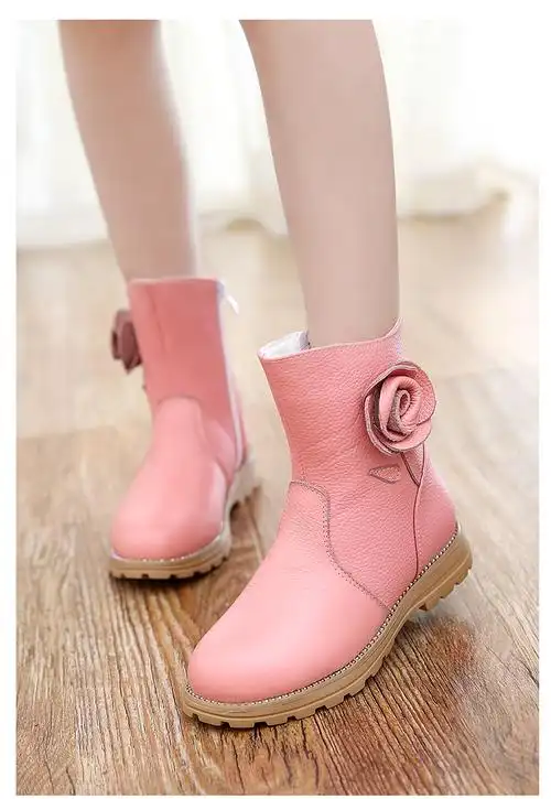 【特价】全皮童靴女童靴子2016秋冬新款真皮女童鞋儿