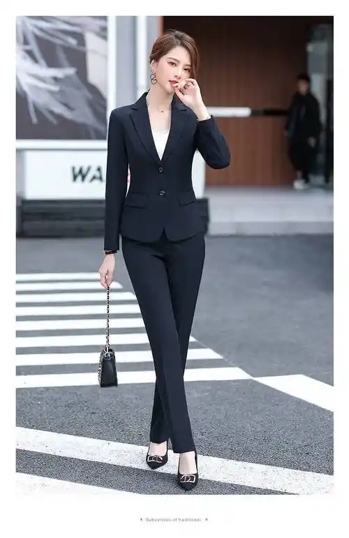 圣茵黛职业装女装套装春装修身长袖西装外套女教师办公室文员工作服