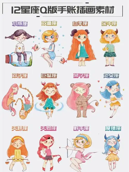 今天这期给大家分享的是手绘插画12星座少女q版.