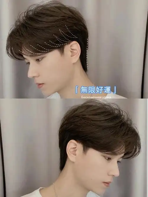 米适合脸型方脸圆脸长脸男士发型男士烫发男士纹理烫男士中分男士三七