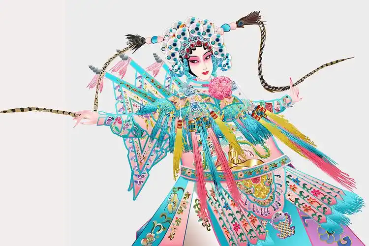 刀马旦武旦京剧人物矢量插图