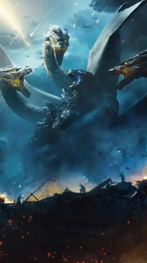 《哥斯拉2:怪兽之王》大战基多拉,高清图片,手机壁纸