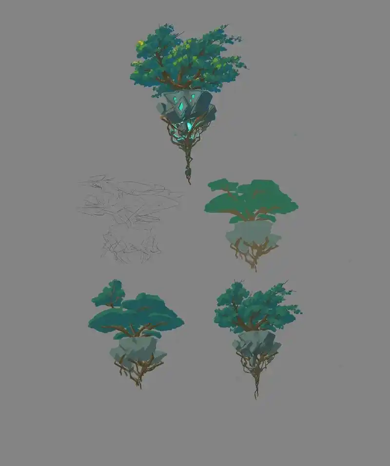 悬浮树的画法.#图文伙伴计划 每天来学一个小场景的画法吧～# - 抖音