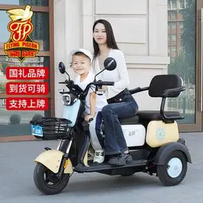 飞鸽国标电动三轮车家用小型老人代步车老年助力车可上牌电瓶车