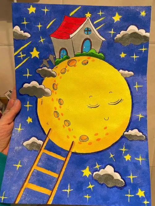 临摹月球上的房子附线稿园长夸系列