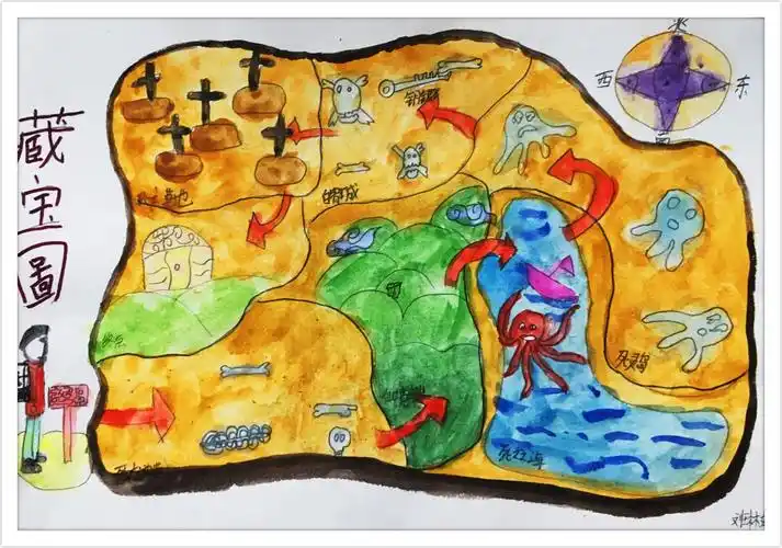 溢彩美术周末上午班第五节――神秘的藏宝图