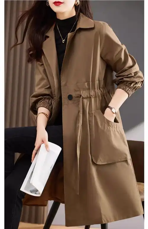 现货官图 风衣外套女春秋2024新款高端气质小个子中长款大衣薄 - 17网