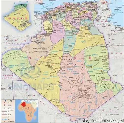 阿尔及利亚地图阿尔及利亚行政区划图阿尔及利亚地形图阿尔及利亚政区
