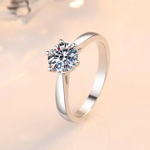 d色莫桑石戒指1克拉纯银情侣对戒男女一对钻石求婚结婚钻戒刻字潮