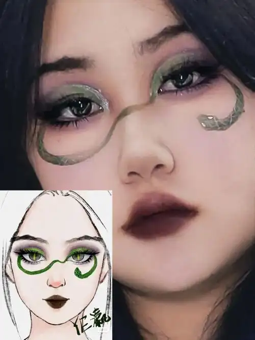 万圣节妆容之蛇女妆来啦78这个万圣节99一起变身暗黑蛇女!