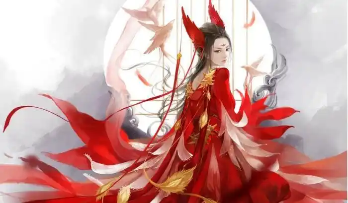 古风红衣血瞳女子图片_彼岸花古风红衣女图