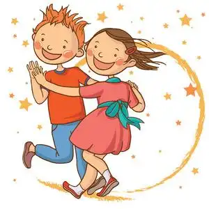 卡通舞蹈课可爱的儿童跳舞照片