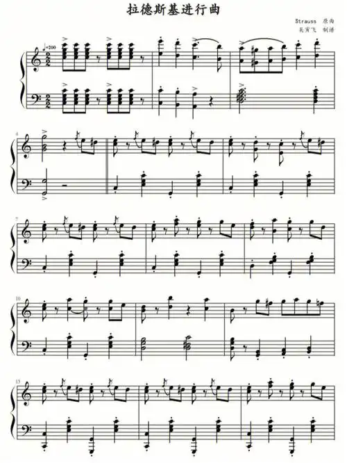 拉德斯基进行曲新年音乐会钢琴独奏版