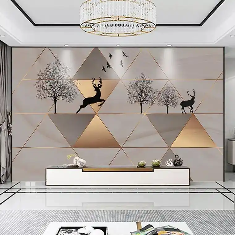 5d立体凹凸壁画电视背景墙壁纸简约现代8