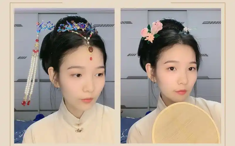 中短发汉服发型教程明制贵妇头or温柔大小姐一种发型两种用法有发包