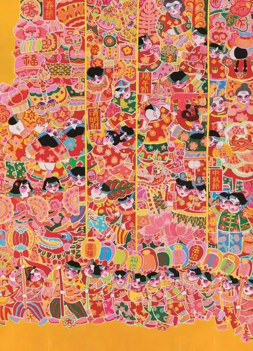 文化进万家赏年画过大年67新生活新风尚新年画作品展第一期春色满园