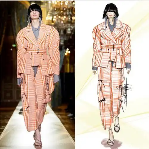 其包含了平面——模特——上身效果三个程序阶段, 将平面服装效果图