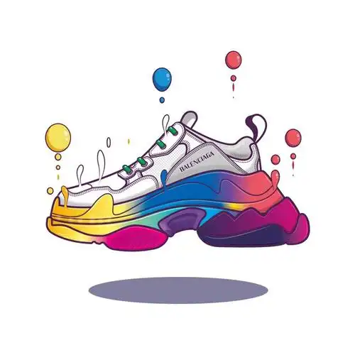 一双五彩斑斓的潮鞋0原创插画 by路兴盛804路兴盛804进入店铺面料高支