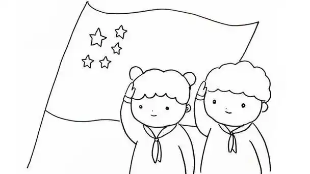学生向国旗敬礼简笔画画法敬礼少先队员怎么画敬礼少先队员简笔画简单