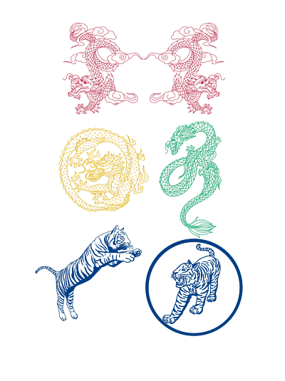 龙虎图腾矢量图图片
