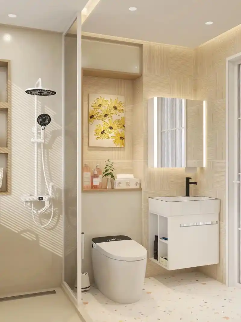 小户型卫生间这样装修,很温馨实用.卫生间户型不大,打造 - 抖音