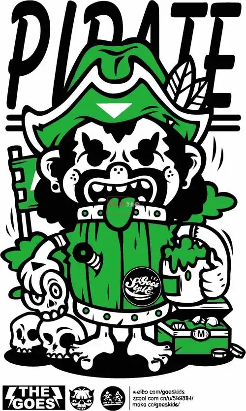 卡通动漫人物骷髅头字母嘻哈风印花图案服装裁片t恤卫衣烫图印花花型