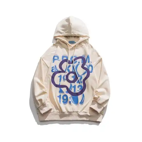 春款美式潮牌街头嘻哈涂鸦连帽卫衣男宽松情侣休闲套头衫男潮