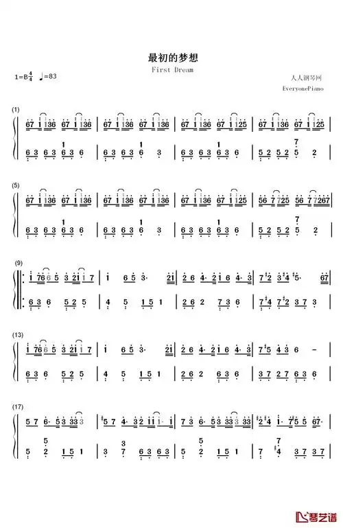 最初的梦想钢琴简谱-数字双手-范玮琪1
