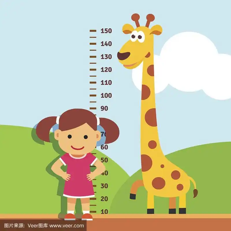 墙,儿童,女孩,身高,绘画插图