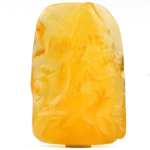 45.02g琥珀蜜蜡意境山水吊坠(强荧光)