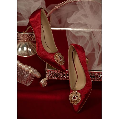 【椿】流 萤/原创唯美水钻扣缎面尖头细跟高跟鞋仙女风宴会鞋婚鞋