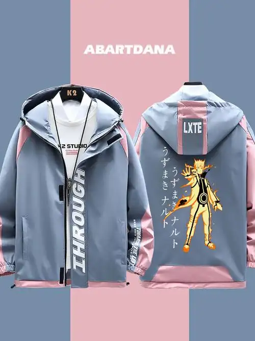 火影忍者动漫周边联名衣服外套新款潮流休闲夹克上衣男女款秋装1白3m