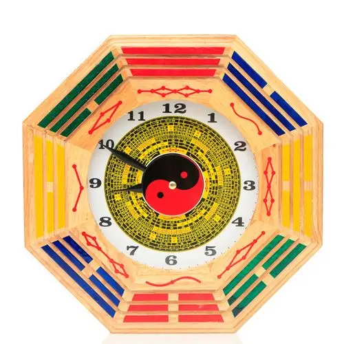 妙如意 天然桃木招财镇宅八卦钟太极风水钟 静音钟时来运转挂件