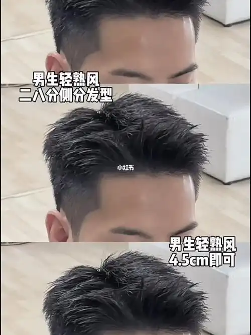 男生轻熟风二八分纹理侧分短发