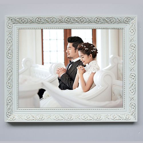 实木婚纱照放大16 20 24 36寸白色大尺寸画框挂墙冲洗照片加相框