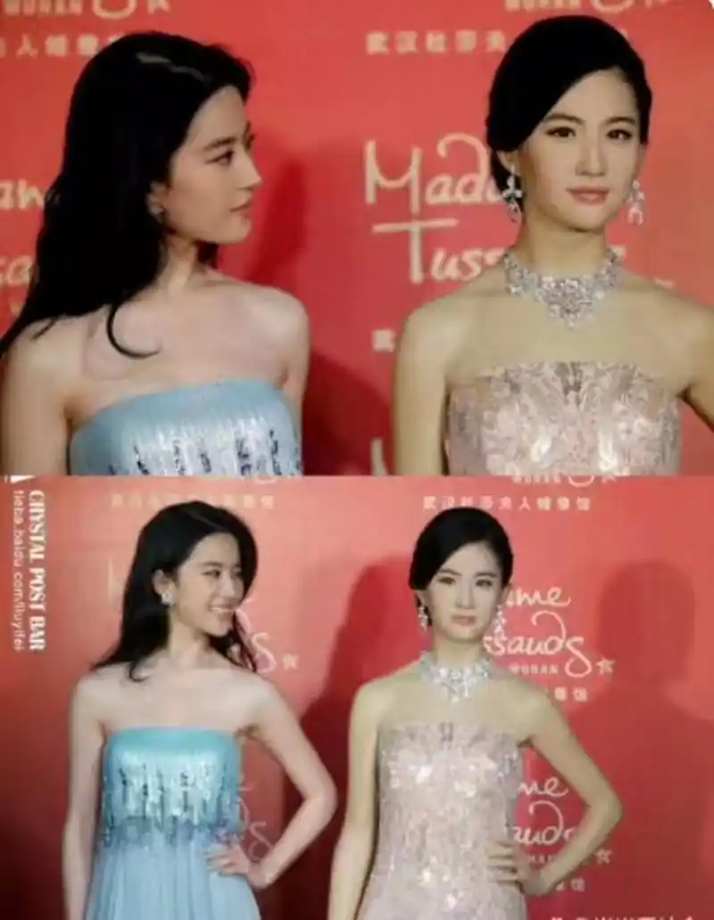 刘亦菲和她的蜡像,有一说一,蜡像看起来更像黄圣依