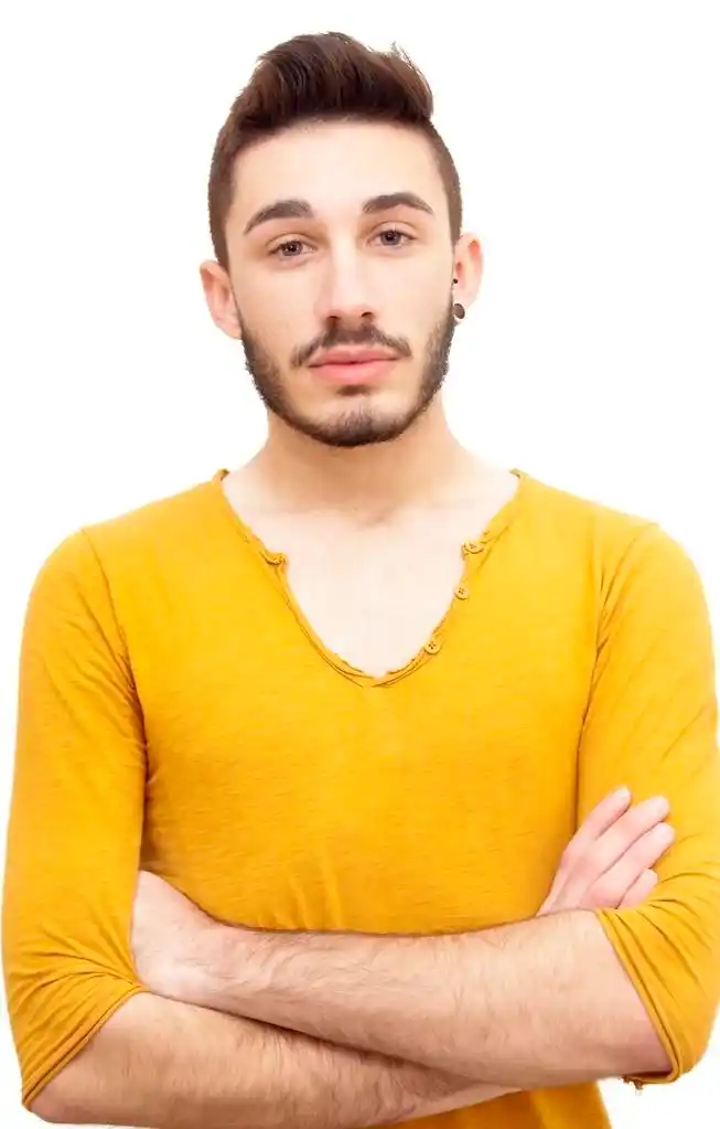 帅哥,白色背景上的胡子帅哥