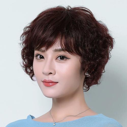 新中老年假发女短卷发蓬松透气50岁60岁女士假发全头套气质妈妈销