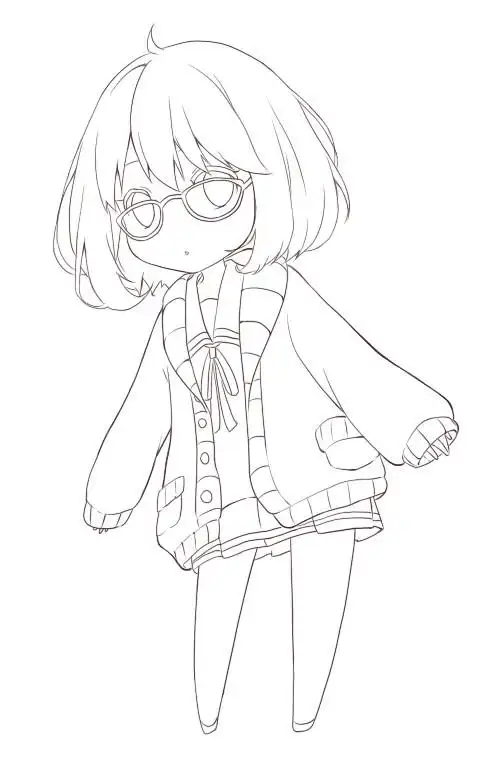 线稿漫画卡通人物绘画平面灵感素材二次元白底大图