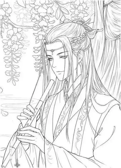 古风男子手绘线稿,临摹学画