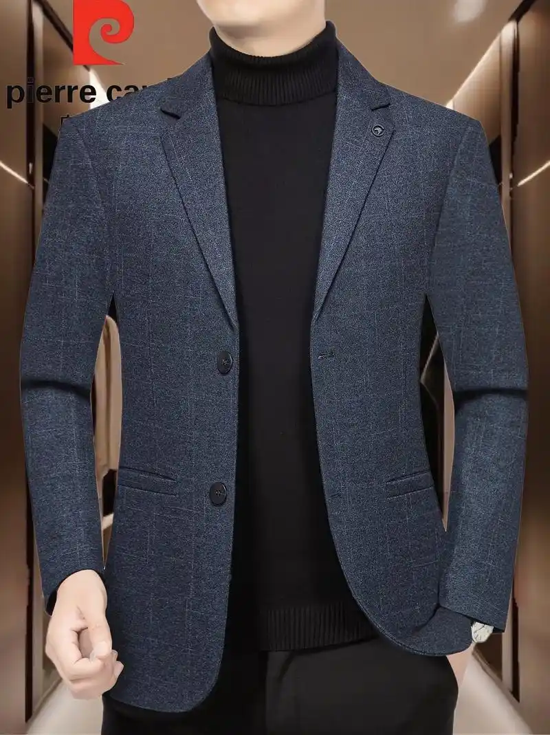 皮尔卡丹新款春秋季西装男士外套,男士男装高档微弹休闲西服外套,商务