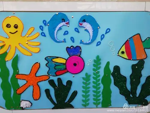 珊瑚社区幼儿园线状材料环创活动